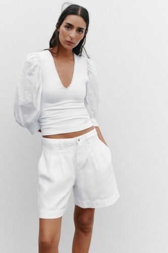Zara white puff sleeve - puff, blouse