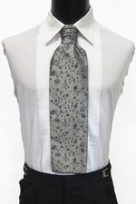 Men's Silver Pattern Ascot Cravat Tie Victorian Theater Edwardian Morning Dress