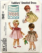 1965 McCalls Sewing Pattern 7842 Toddler Girls Smocked Dress Size 6 Mos 12913