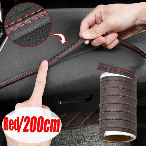 Red leather car dashboard - red, pu