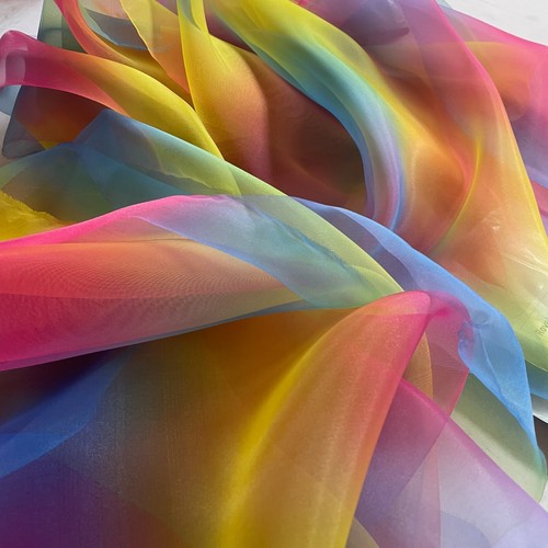 Rainbow organza fabric - rainbow,
