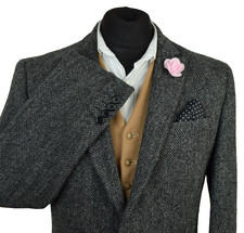 Harris Tweed Tailored Country 2 Tone Navy Blazer Jacket 38R #52 IMMACULATE