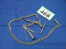 Pocket Watch Silver Hallmarked CHAIN & T-Bar 14" Long & Pipe Smokers Tool gents