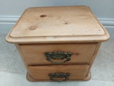 Vintage pine mini chest of 2 drawers, jewellery, stationery, salvaged