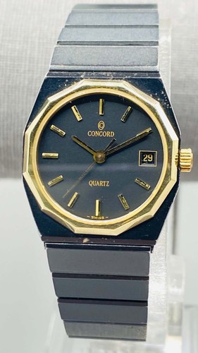 Concord 23mm black dial - 23mm, 18k