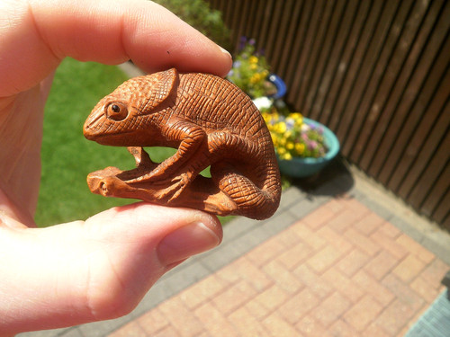 Hand carved wood netsuke - hand,