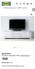 IKEA BESTÅ BURS  TV Bench cabinet White High gloss stand unit