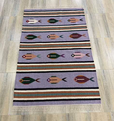 Hand woven wool rug - rug, 4x6
