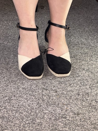 Black beige espadrille - &, wedge