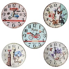 Vintage Shabby Chic Antique Wall Clock Patchwork Rustic Retro Kitchen Home Decor