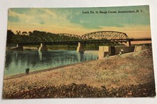 1914 Postcard Lock No 11 Barge