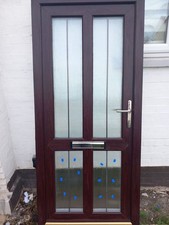 Upvc Door Rosewood On White Double Glazed  910 mm x 2010 mm/2040 mm with sill/