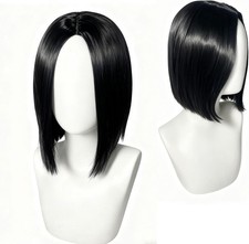 Mens black straight wig - straight, 35cm/