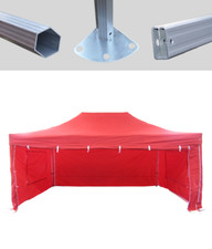 MCD Pop 50mm Red Industrial Pop Up Gazebo 3m x 4.5m Easy Up Stall With Sides