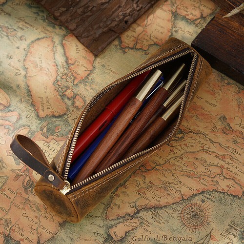Genuine leather pen - pen, pouch