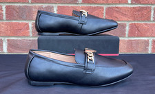 River Island NEW Black and Gold Loafer Flat Slip on Ballerina Shoes Size UK 4 37