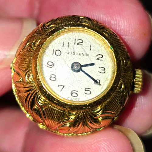Vintage huguenin swiss - vintage, gold