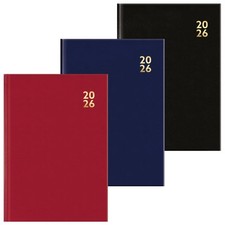 2026 Diary A6 Day Per Page Hardback Daily Planner Organiser Gift Black Red Navy