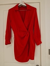ZARA Red Satin Wrap Dress