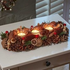 Christmas Candle Holder Decoration Tea Light Glass Votive Pinecones Xmas Home