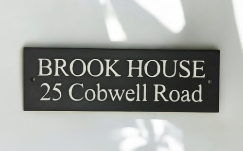 House sign natural slate - natural, name