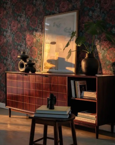 Floral peony wallpaper teal - floral,