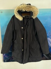 Vintage Woolrich Down Parka Made in USA Coyote Fur Trim Hood Black Size M