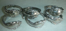 LOVELY SET of SIX VINTAGE "COMMUNITY" ORNATE STRONG SILVER PLATED NAPKIN RINGS