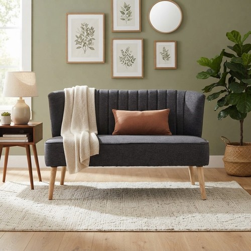 Modern linen loveseat - modern,