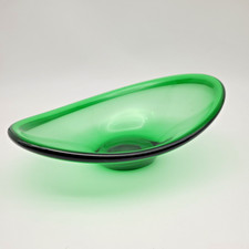 Vintage Green Art Glass Oval