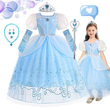 Girls Kids Princess Cinderella Fancy Dress Party Cosplay Costume Book Day Outfit