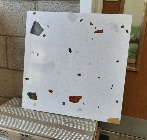 Colourful white terrazzo - white,