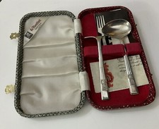Vtg De Montfort Silver Plate EPNS 12cm Childs Pusher Trainer Spoon Set Cutlery