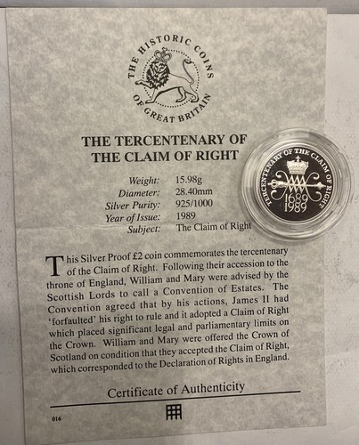 1989 silver proof coin - £2,