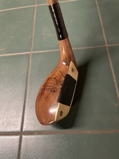 Hickory Golf Club Rare Brass & Fibre Insert Face Wood Mallet Putter Superb C1910