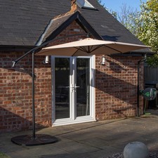 Factory Seconds 3m Cantilever Banana Garden Parasol in Beige with Crank Handle