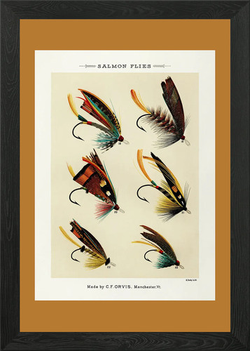 Vintage salmon flies framed - flies,