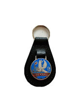 BLACK  LEATHER KEYRING/ FOB DEPICTING VAUXHALL  METAL ENAMEL WORN IMAGE