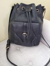 Timberland Women's Black Leather Drawstring Bucket Bag