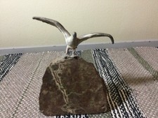 Vintage Cornish Seagull On Serpentine Stone Base Souvenir Ornament 