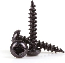 BLACK WOOD SCREWS POZI ROUND DOME PAN HEAD BLACKJAX POZIDRIVE JAPANNED 6g 8g 10g