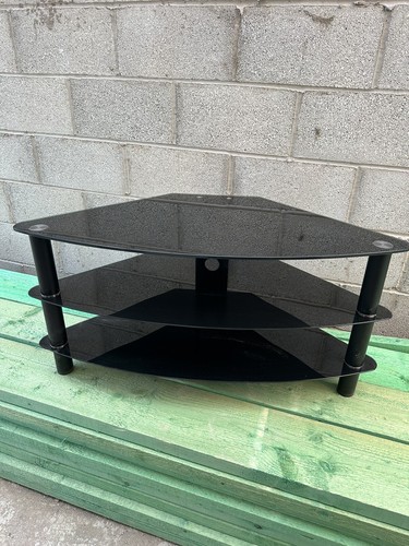 Corner black glass stand - black, tv