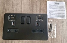 5MPLUS-863 Selectric 2 Gang 13A Usb A + C 3.1A Socket Matt Black Screwless