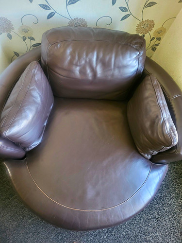 Brown leather tub barrel - tub,