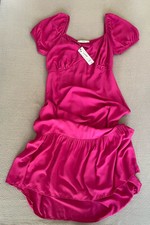 WOMENS DRESS SZ 8 MIDI FRILL HEM PINK WOMENS LADIES BRIGHT TEA HOLIDAY
