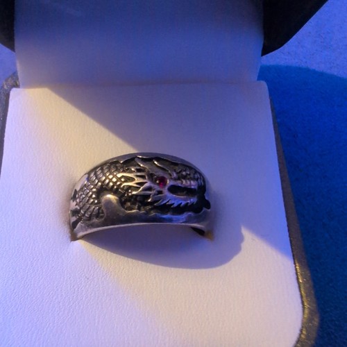 Sterling silver dragon ring - silver,