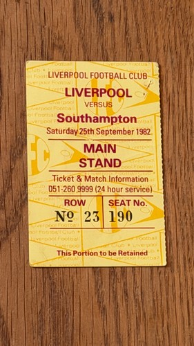 Ticket 1982 liverpool v - 1982/83,