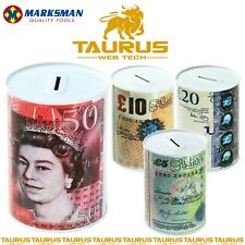 Pound Notes £ Design Money Coin Box Tin Savings Kids Cash Piggy Bank Charity UK 