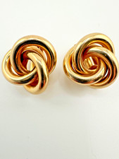 Estate Real  14k Solid Gold LARGE Knot Clip ON  Earrings NOT Hollow