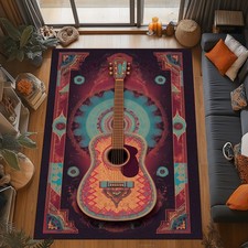 Bohemian Guitar Rug Retro Folk